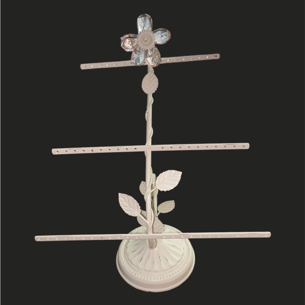Pottery Barn Teen White Jewelry Stand with Floral Accent